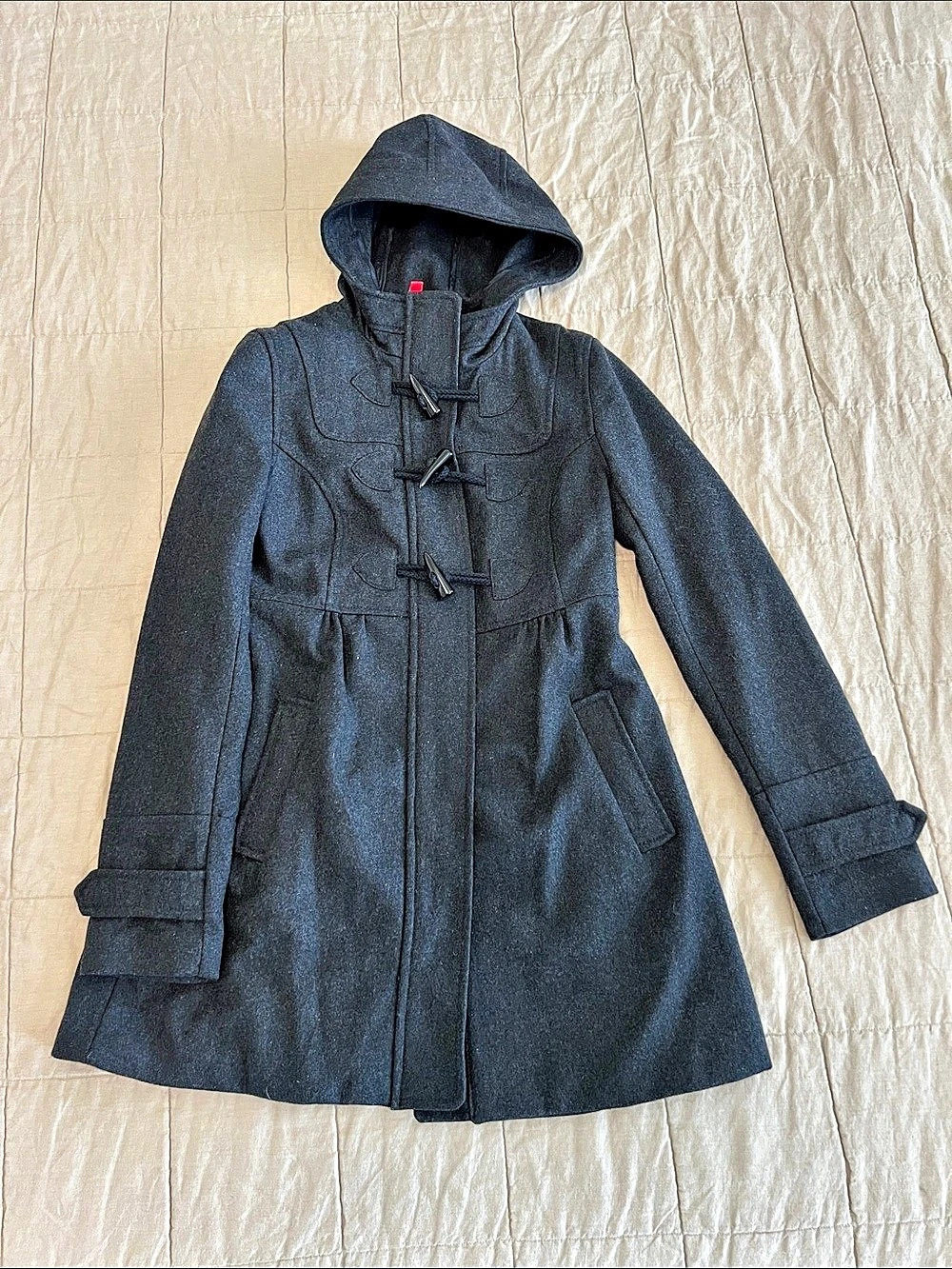 H&M Toggle Hooded Coat in Black Size Medium